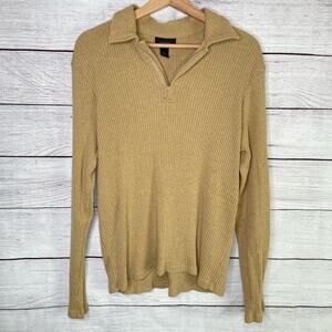 Express Tan Quarter Zip Ribbed Sweater Top M